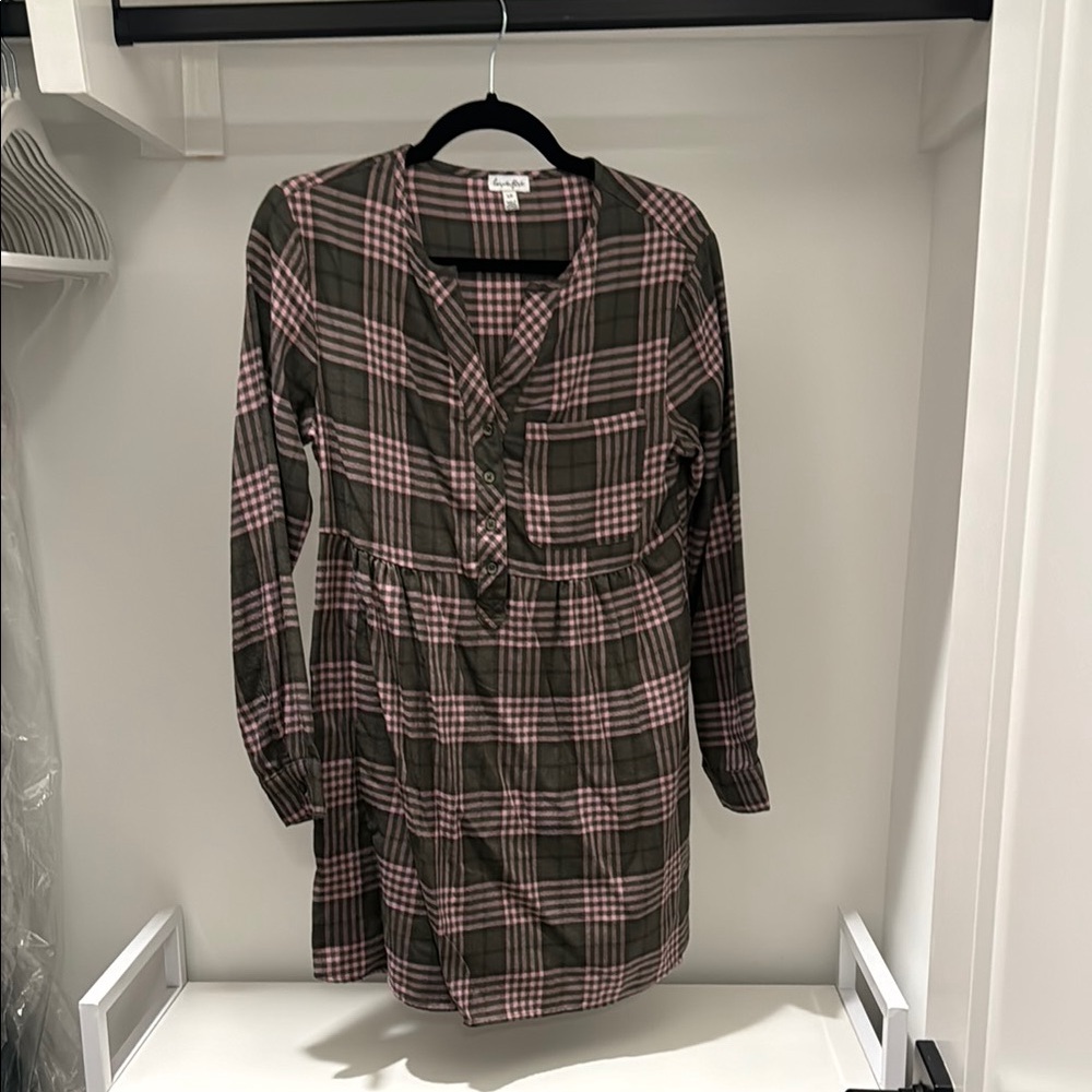 Love Fire Gray Black Long Sleeve Smocked Sundress